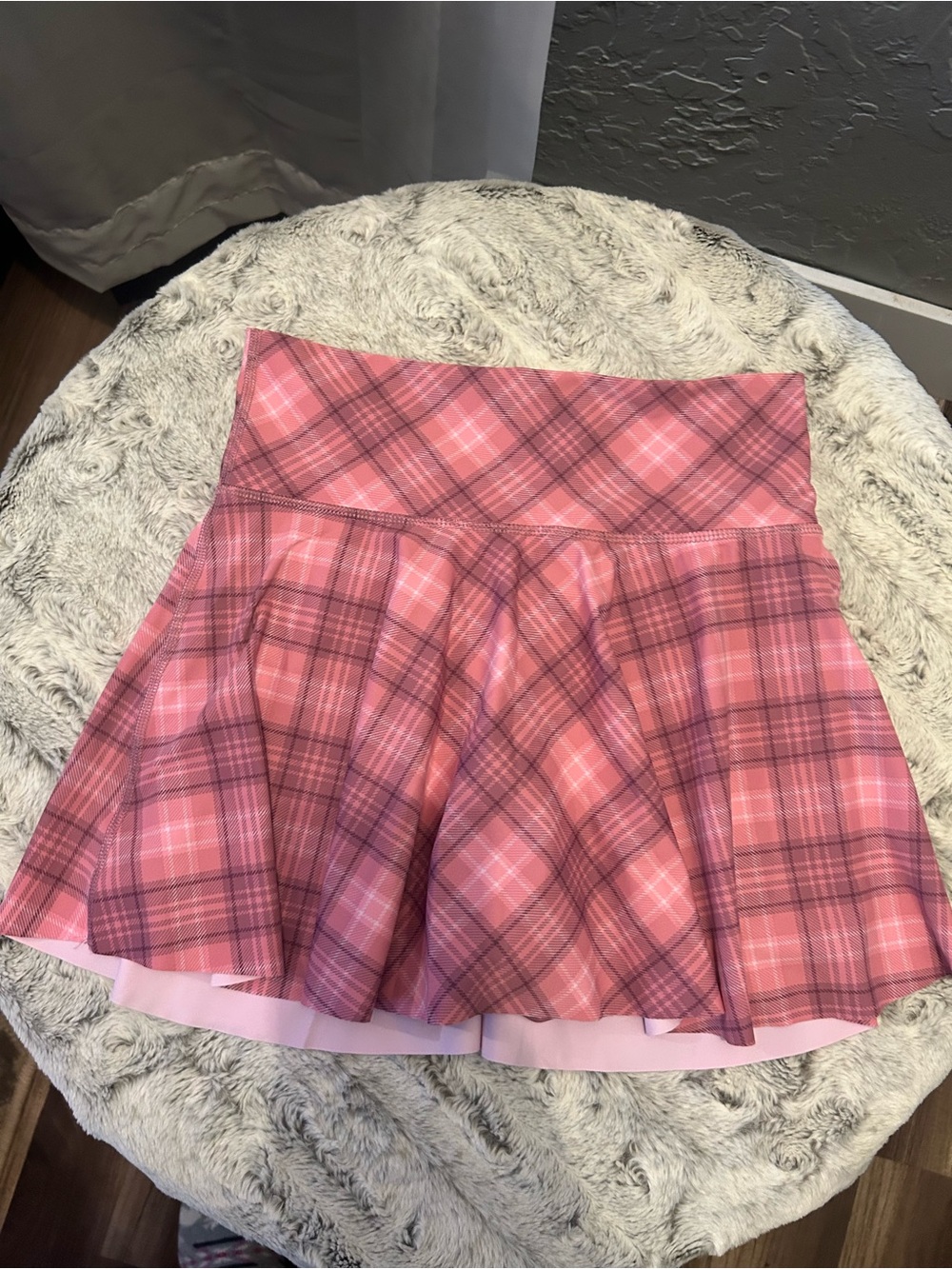 Old Navy Pink Plaid Flared Skort
